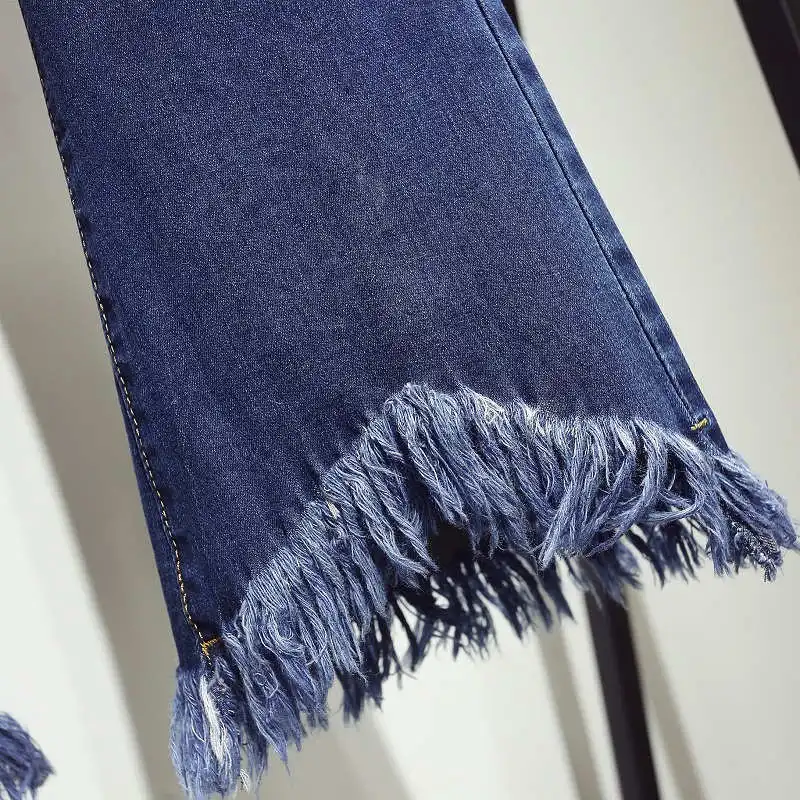 

4XL Plus Size Stretch High Waist Flare Jeans Woman Korean Style Slim Denim Pants Women Casual Blue Black Women Jeans Mujer C6200
