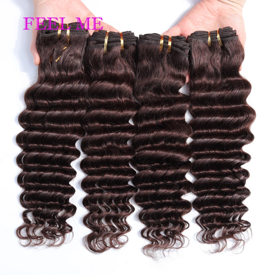 Филми Цветной #2 темно коричневые волосы глубокая волна пряди 1/3/4 шт. бразильская