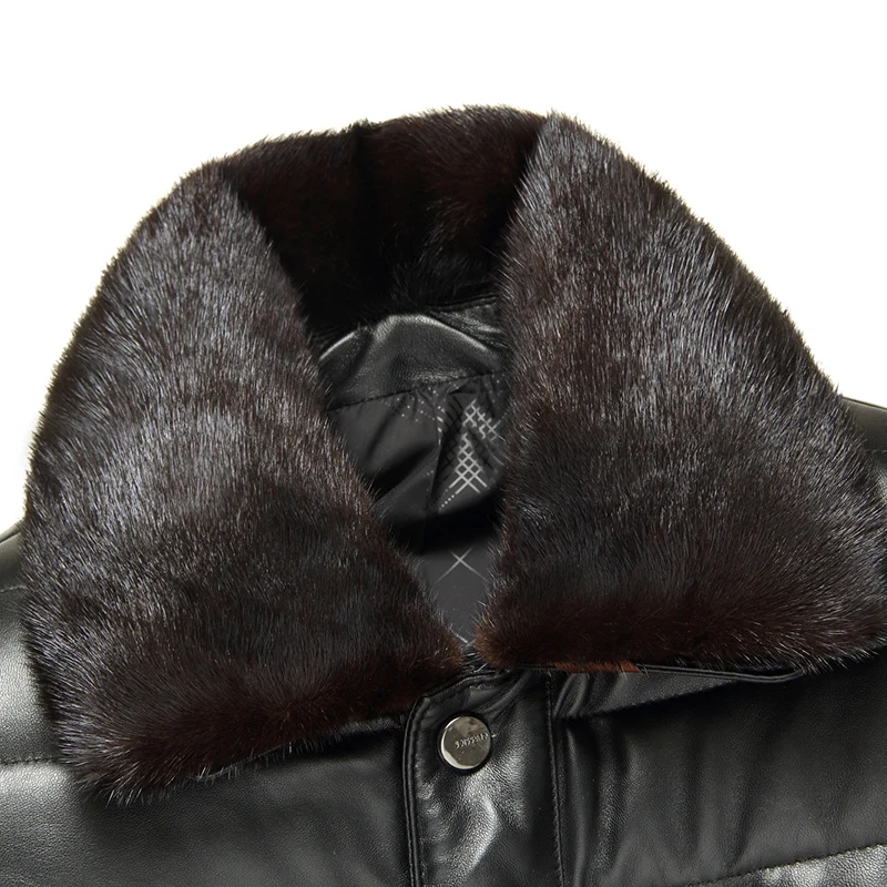 Мужская зимняя куртка из натуральной овечьей кожи с меховым воротником | одежда
