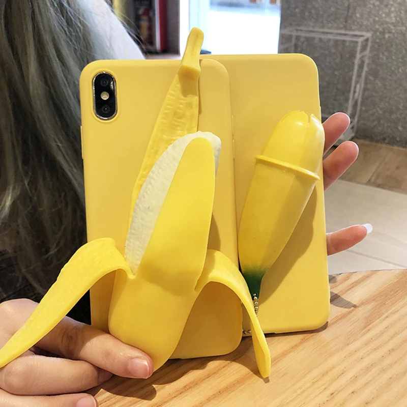 Ainike 3D Squishy Cute Banana Cover For Xiaomi Redmi 4X 6A Note7 Note5A K20 9T 7A S2 Note6Pro Soft TPU Phone Case |