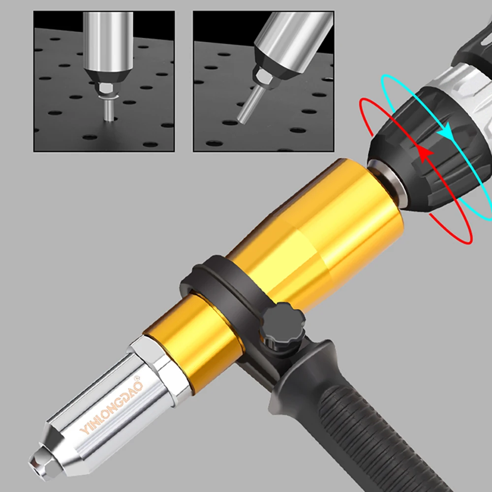 

AI-ROAD Electric Rivet Gun 2.4mm-4.8mm Rivet Nut Gun Drill Adapter Cordless Riveting Tool Insert Nut Pull Rivet Tool