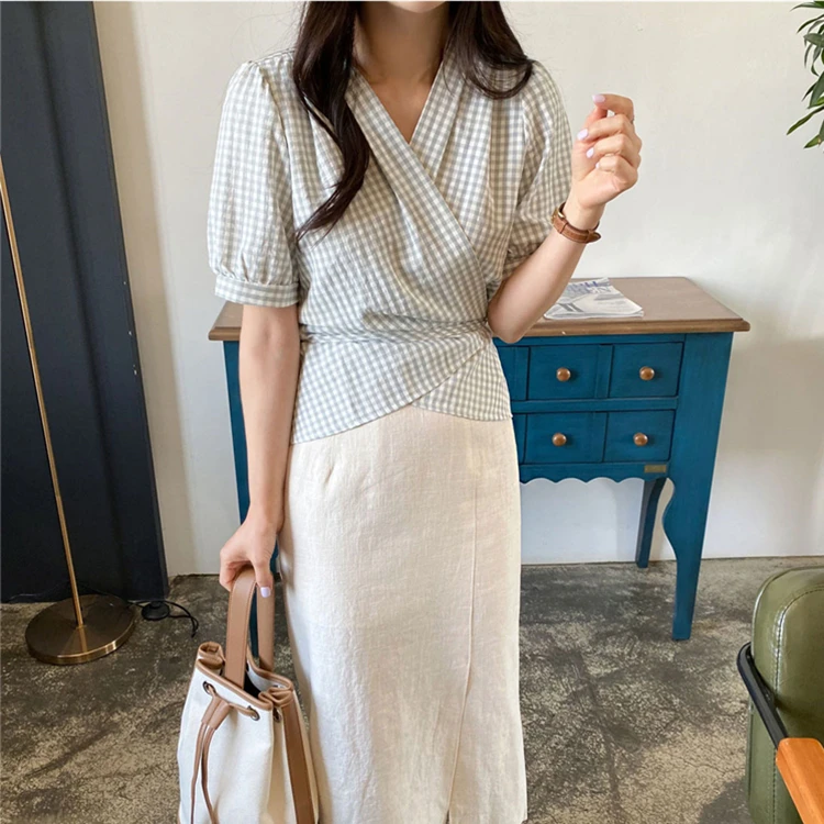 Новинка 2021 летние женские блузки винтажные повседневные Модные цельные рубашки