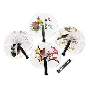 

Practical Wedding Decoration Party Supplies Folding Paper Fan Multi Pattern Printed Paper Hand Fan