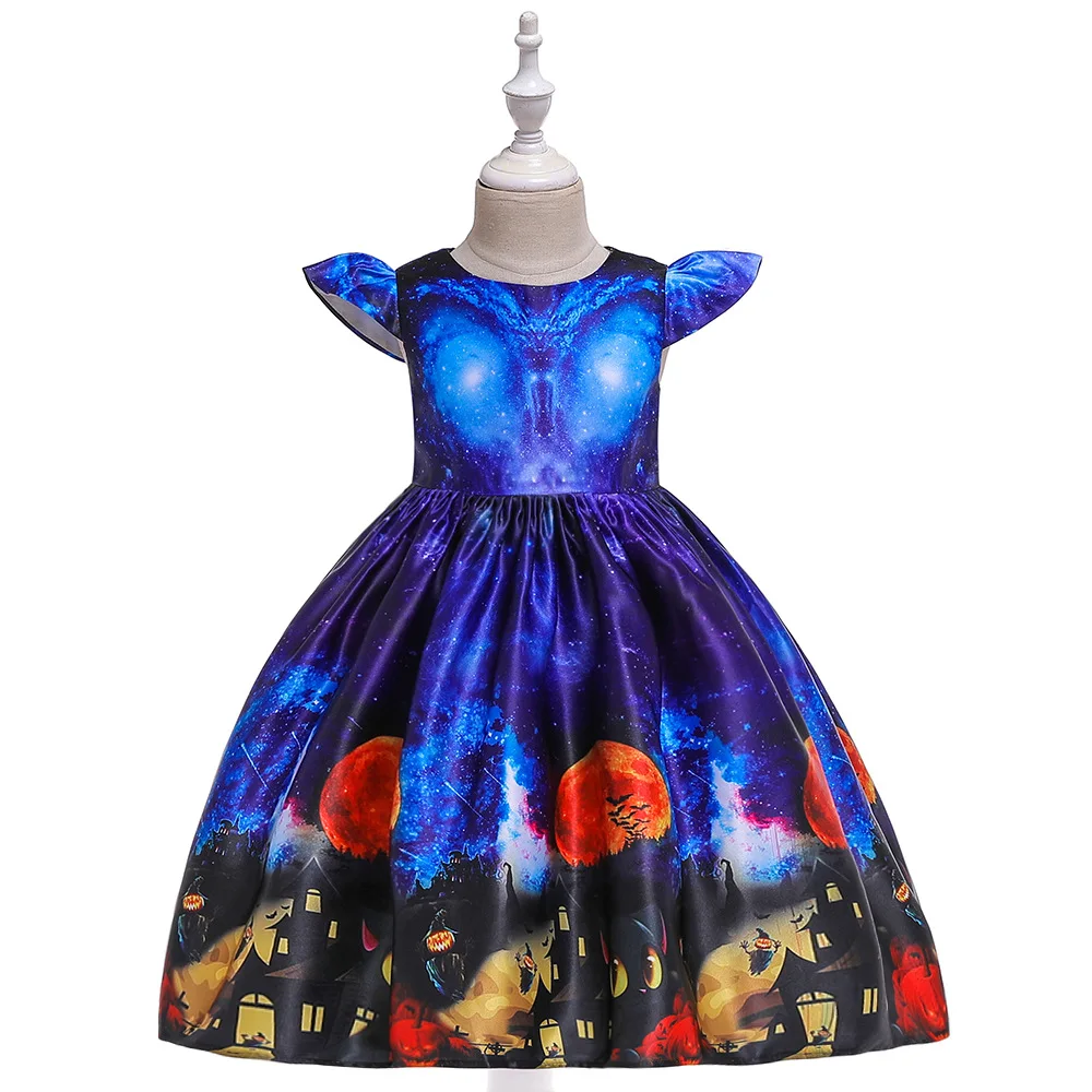 Princess Girls Formal Party Dress Kids printing Dresses for Halloween Prom Gown children Clothes Christmas | Детская одежда и