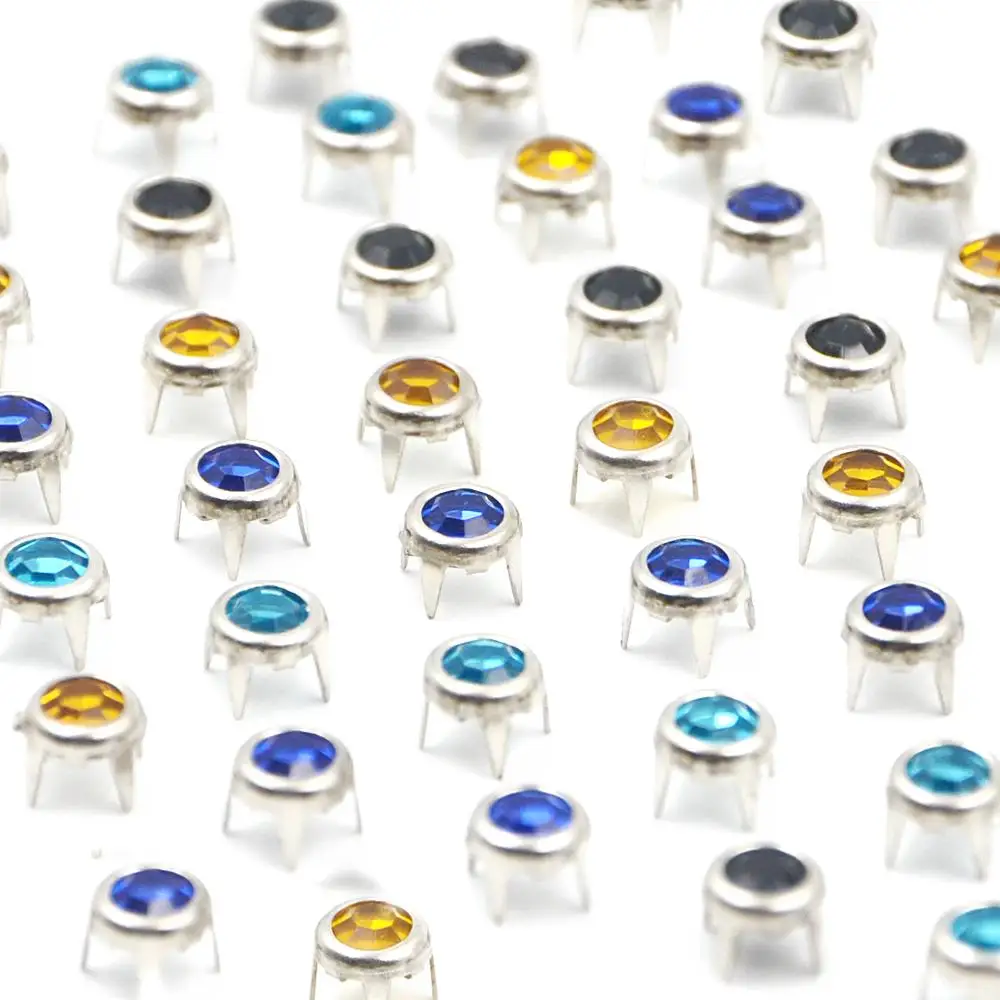 Шпильки-гвоздики круглые со стразами 6 мм 100 шт. заклепки шпильки модные кожаные