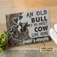 personalized an old bull and his sweet cow live here doormat non slip door floor mats carpet decor porch doormat