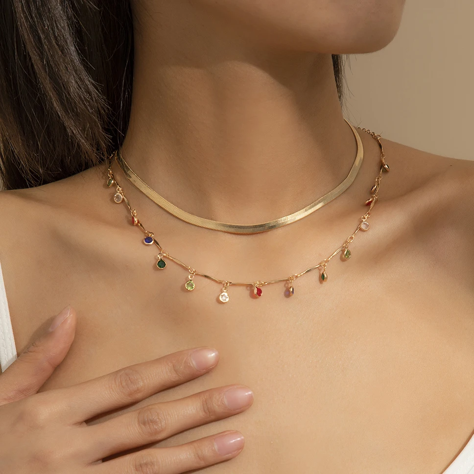 

Ingemark Vintage Simple Flat Snake Chain Necklace Collier Femme Punk Fashion Tassel Necklace for Women Boho Choker Jewelry New