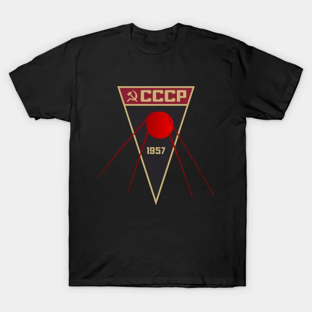 

Retro Fashion Soviet Space Program CCCP Sputnik Poster T-Shirt. Summer Cotton O-Neck Short Sleeve Mens T Shirt New S-3XL