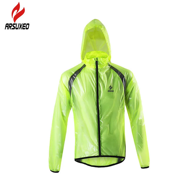 

ARSUXEO Ultralight Reflective Cycling Rain Jacket Men Women Waterproof Windproof Bike Bicycle Rain Coat with 3 Zipper Pockets