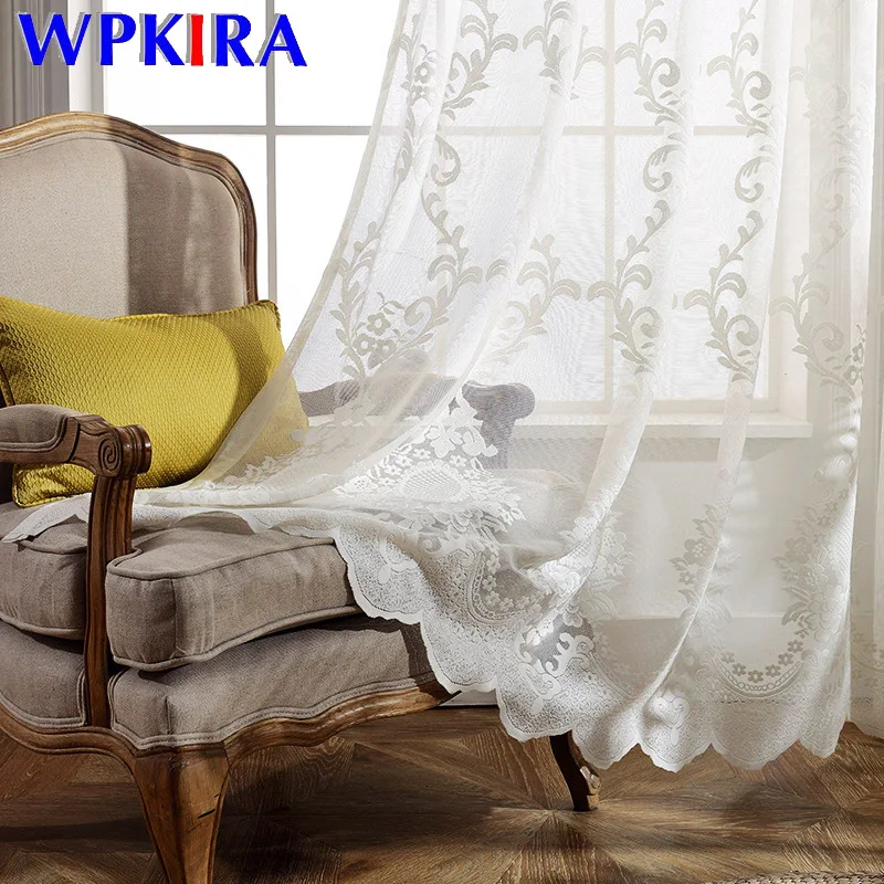 Белая жаккардовая плотная занавеска для гостиной спальни Современная кружевная