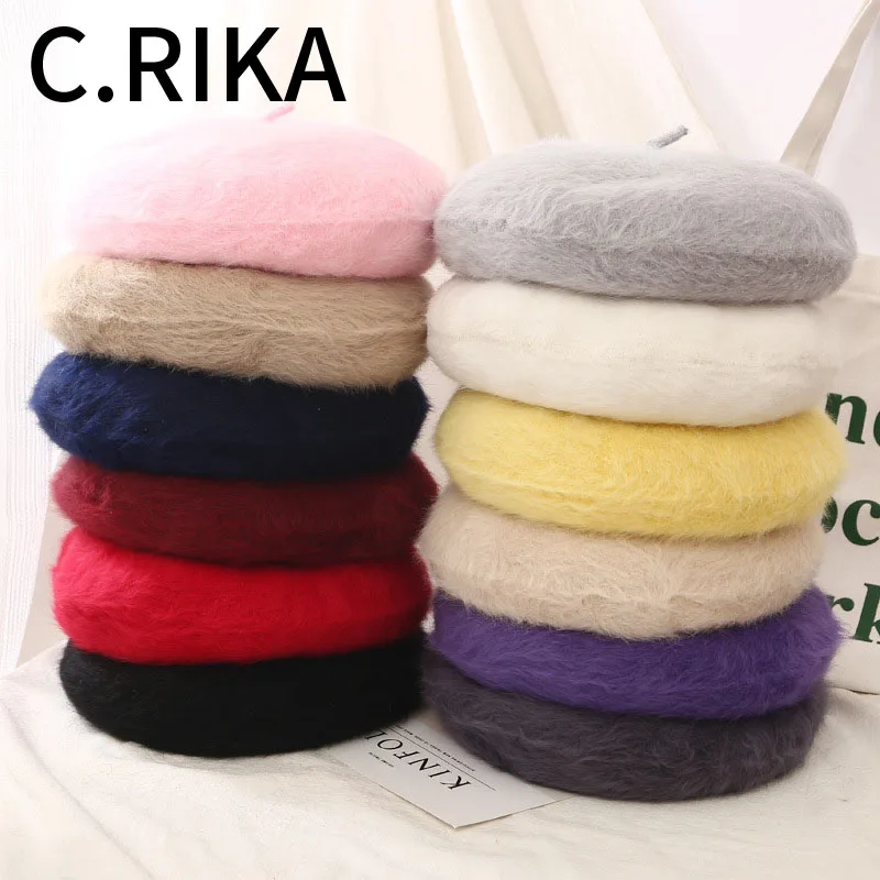 2019 женские элегантные винтажные меховые береты с кроликом женская зимняя теплая