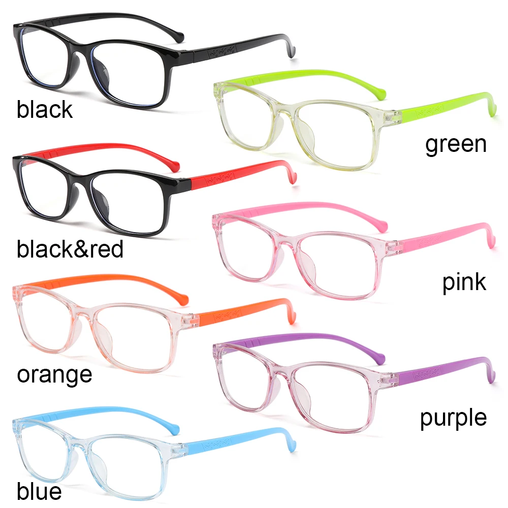 

Square Anti-blue Light Kids Glasses Optical Frame Computer Transparent Blocking Anti Reflective Eyeglasses or Anti-lost Cord