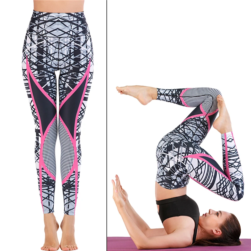 

2021 New Striped Patchwork Yoga Leggings Women Seamless Workout Pants High Waist Fitness Trousers S-XL Girl Full Length Leggings