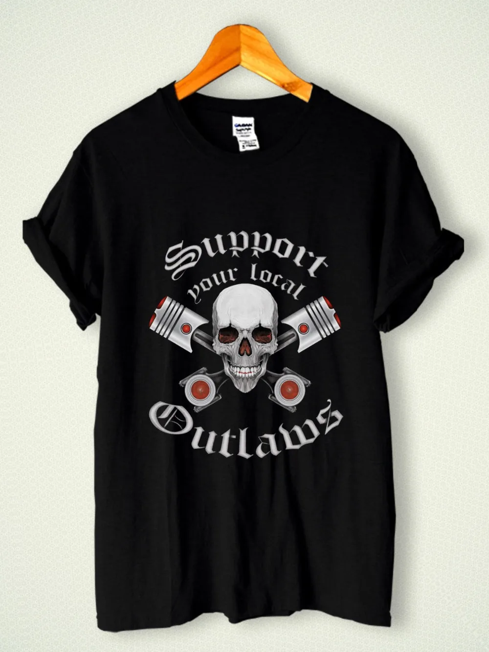 Летние топы для мужчин новинка футболка с логотипом support Your Local Outlaw Skull Motor Club