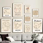Картина на стену Пабло Пикассо линия голубь букет кошка женщина Картина на холсте скандинавские плакаты и принты настенные картины для декора гостиной