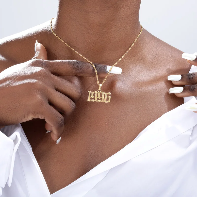 

1985-2020 Birth Year Number Choker Necklaces For Women Stainless Steel Pendant Necklace Collares Chain Friend Jewelry Gifts