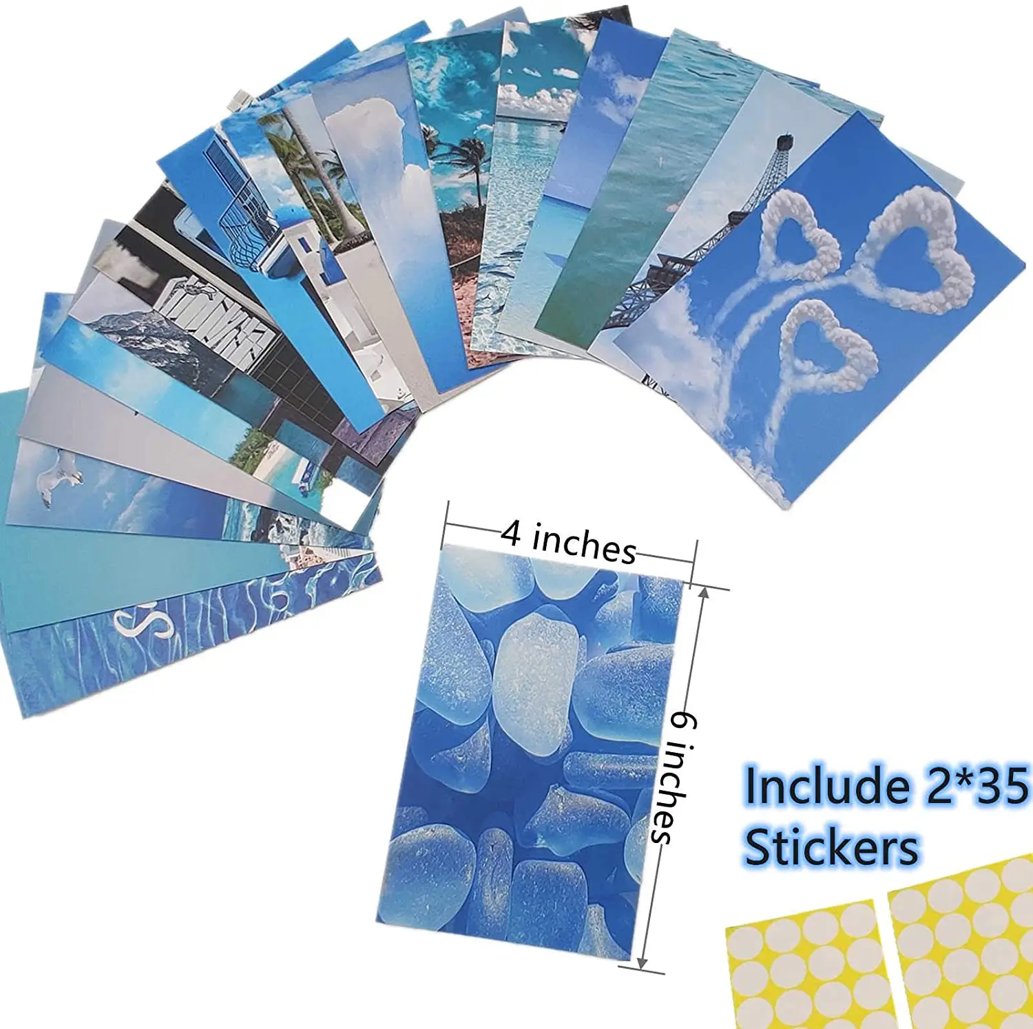 

Blue aesthetic wall collage set, 50 sets of 10.16 x 15.24 cm picture wall collages, suitable for room decoration, bedroom wall