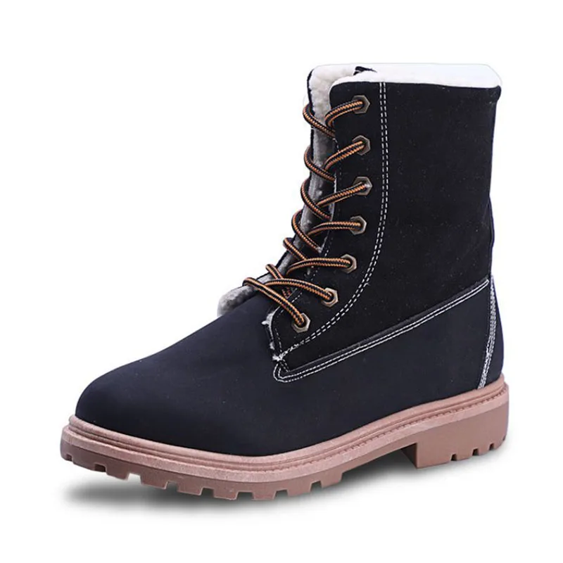 Женские теплые уличные ботильоны TAOFFEN Зимние Повседневные размеров 36-41 с мехом и