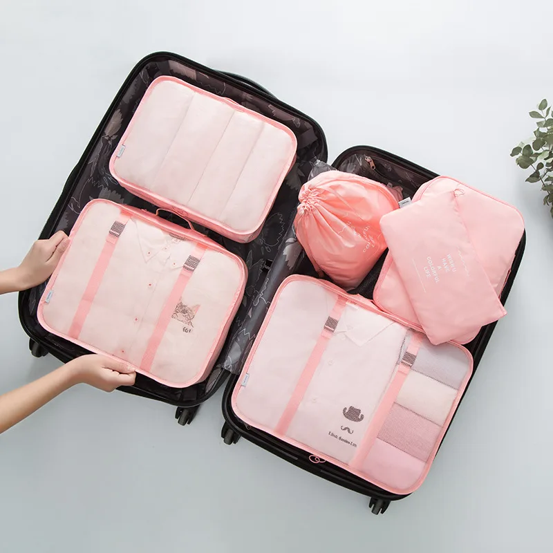 

6pcs/Set Multi Size Travel Bag Duffle Storage Bag Set For Clothes Tidy Luggage Suitcase Pouch Bra Cosmetics Underwear Shoes Bag