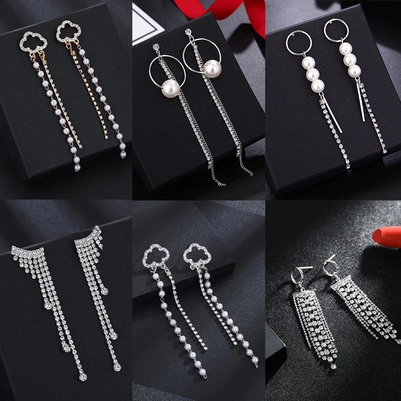 HanCheng жемчужные серьги модные ювелирные изделия Висячие висячие Стразы длинные