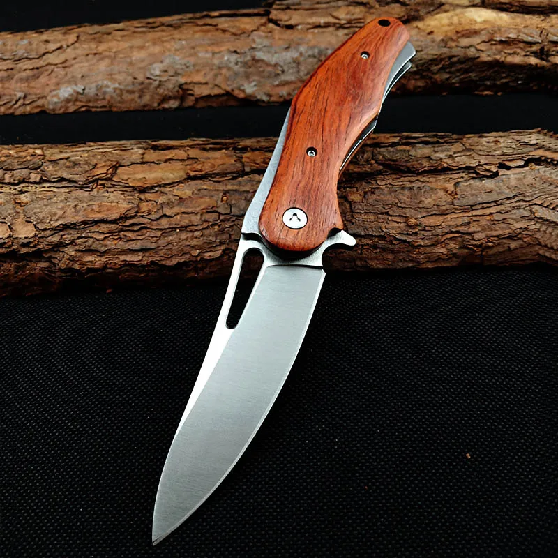 Rosewood handle Складной нож D2 лезвие деревянная ручка для выживания на открытом воздухе туристический карманный нож деревянная ручка для рыбалки EDC ножи ручные инструменты - Цвет: Rosewood handle