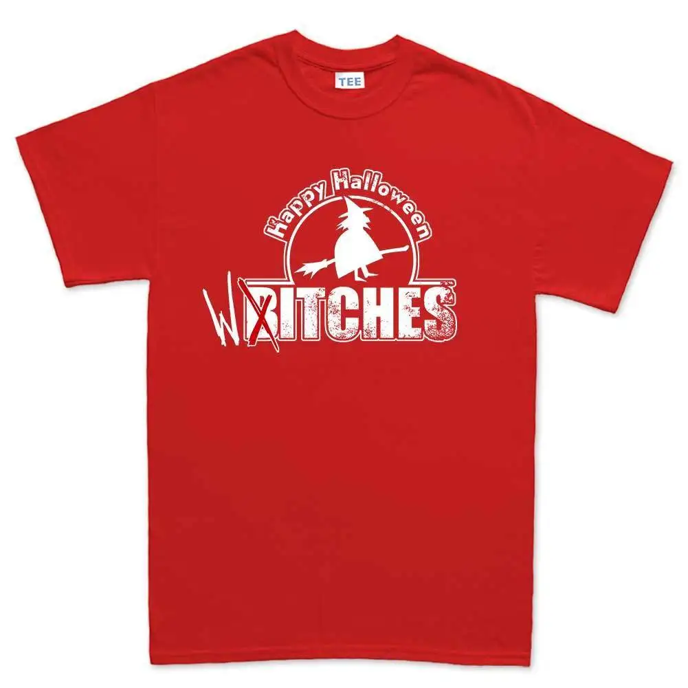 Happy Halloween Witches Bitches Funny Mens T shirt Tee Top T-shirt Fashion Unique Classic Cotton Men Loose Size top ajax 2018 | Мужская