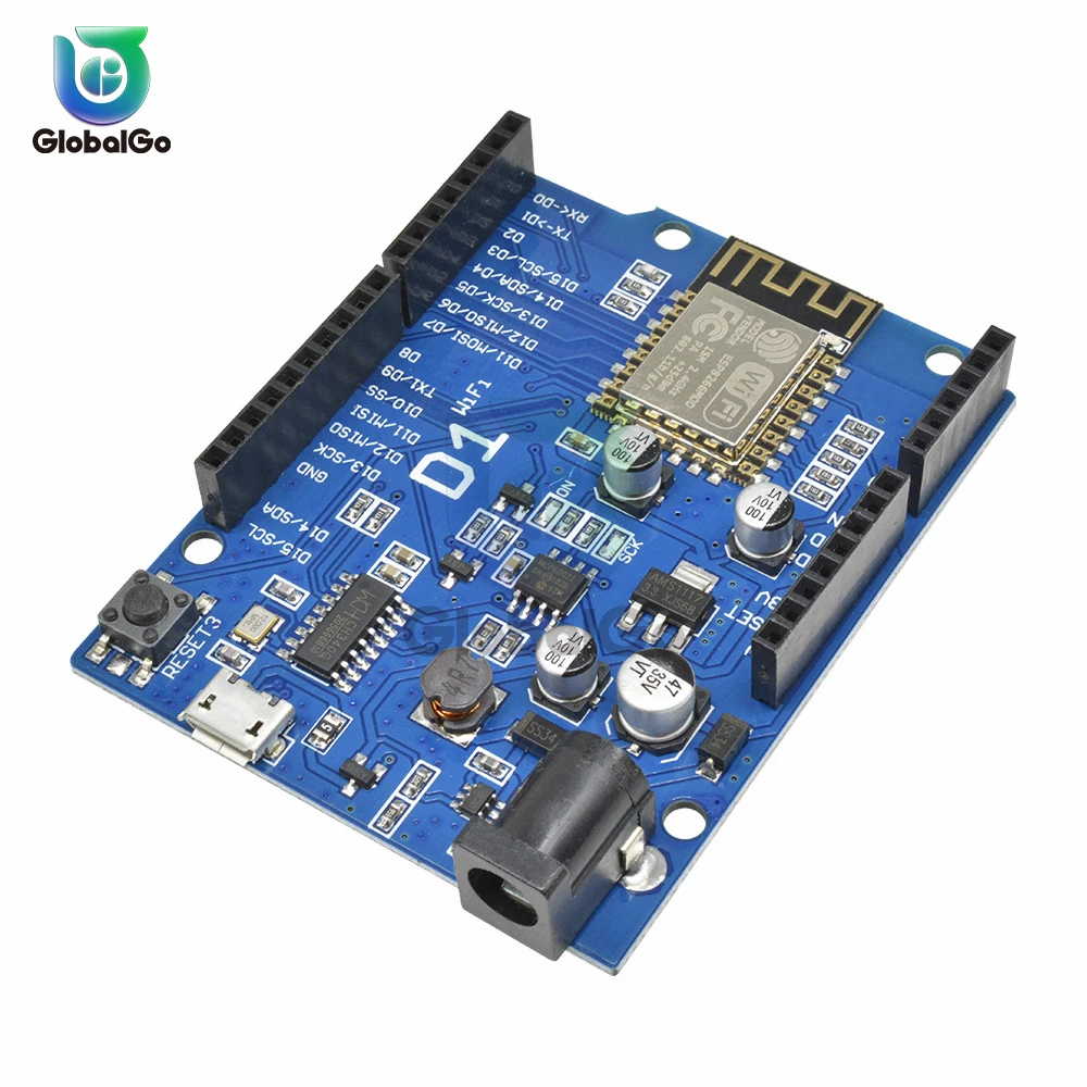 

Макетная плата GlobalGo WeMos D1 WiFi R3 на основе беспроводного модуля Wi-Fi ESP8266 ESP-12E ESP-12F для Arduino IDE