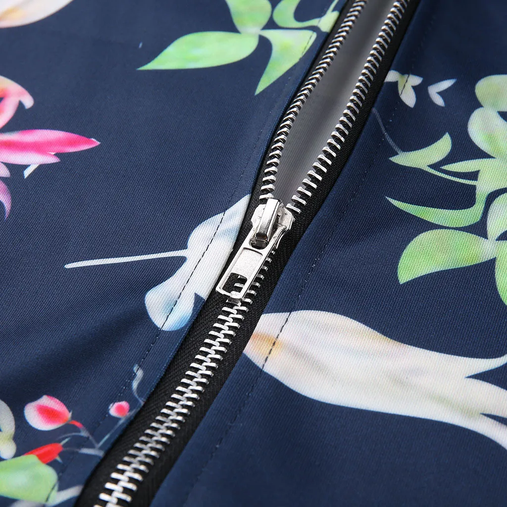 Женские топы и блузки Женская Ретро куртка на молнии с цветочным принтом