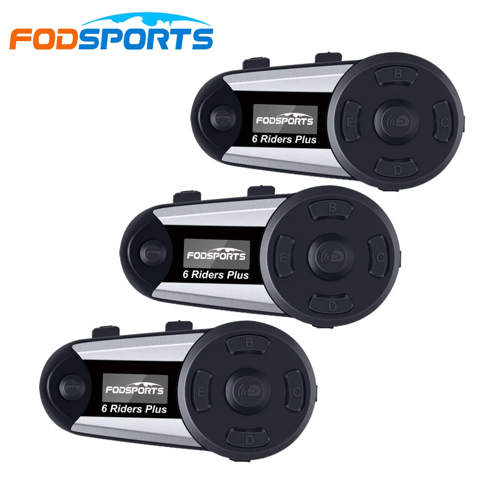 3pcs Fodsports V6 Plus мотоцикл мотошлем домофон Беспроводная bluetooth гарнитура LCD Экран
