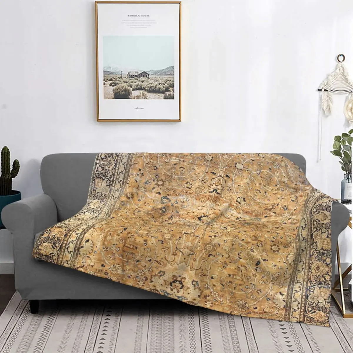 

Alfombra con estampado de Khorassan persa antigua, 2 mantas, para cama colcha, cubierta a cuadros, manta de playa, manta de Picn