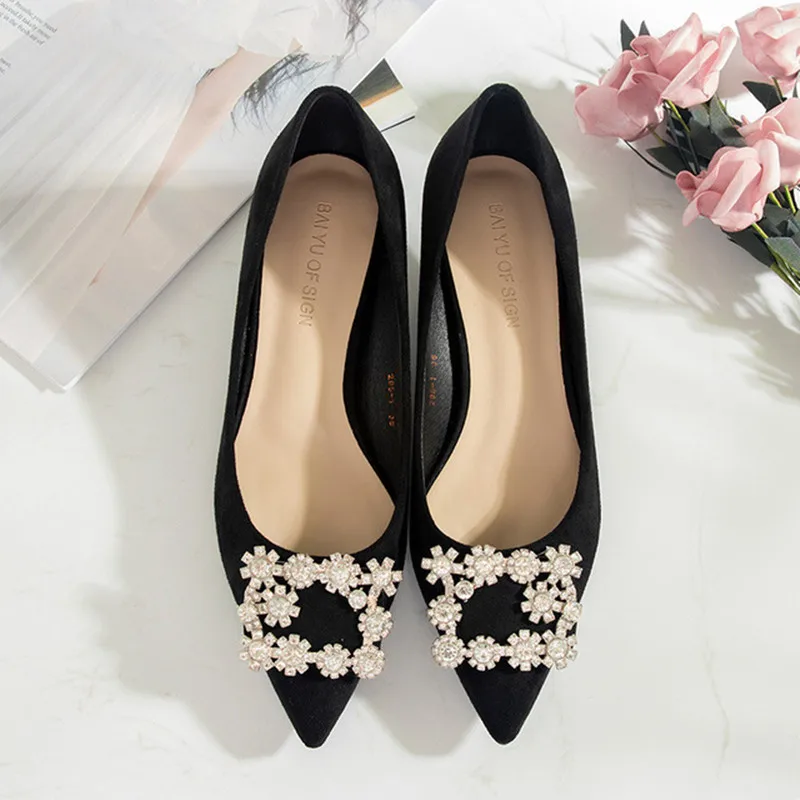 

Новые осенние туфли на шпильке в Корейском стиле, женская модная обувь на среднем каблуке с квадратной пряжкой и закрытым носком