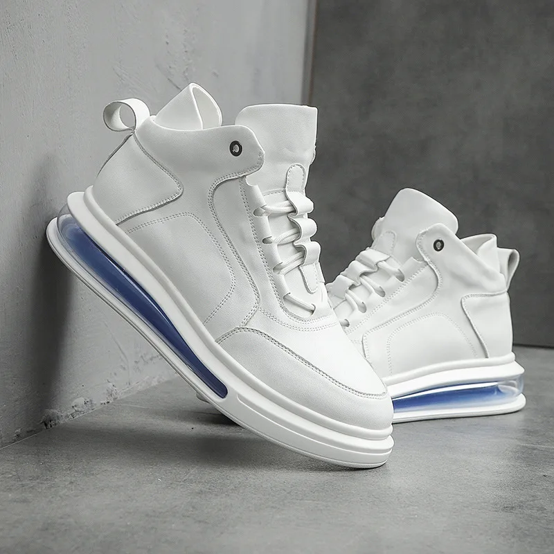 

Spring/Autumn Men's Mid-top Leather Casual Shoes Rainbow Bottom Cushion Shoes Men Luxury Sneakers Zapatos De Hombre