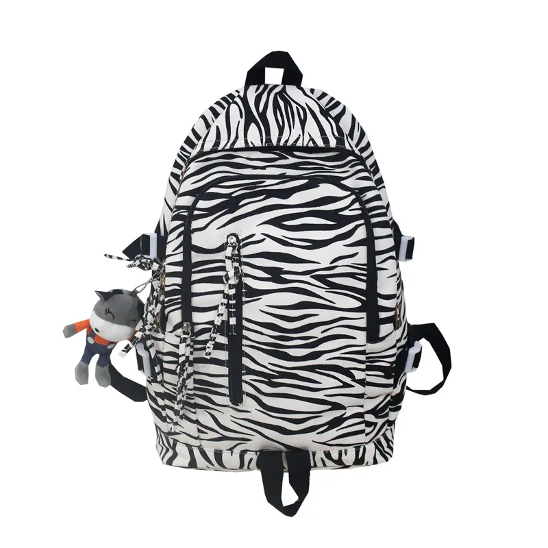 

Schoolbag Female Korean High School Students Cute Cow Pattern Junior High School Students Large Capacity Canvas Backpack