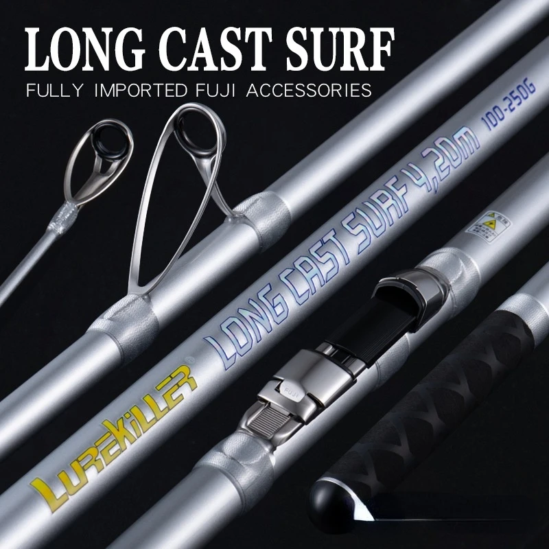 

Japan Full Fuji Surf Rod 4.20M 46T Carbon 3 Sections 80-150G/100-250G Surf Casting Fishing Gear Tackle Deep Sea Bass Trout Rock