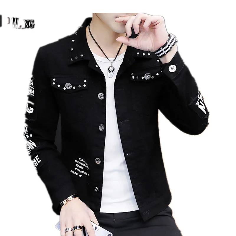 Демисезонная джинсовая куртка для мужчин индивидуальная Мужская рваная одежда в