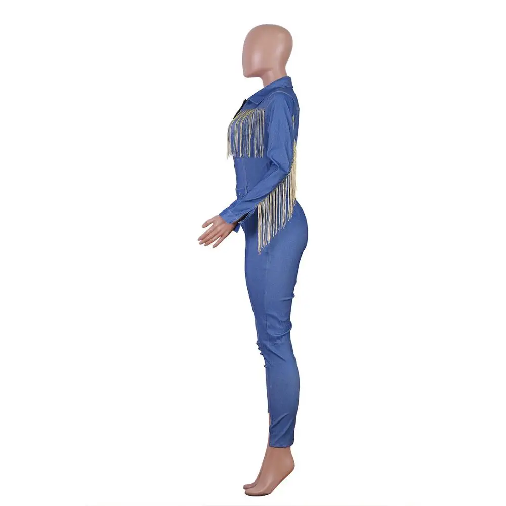 Наивысшего качества джинсовые брюки женское зауженный крой кисточкой длинный