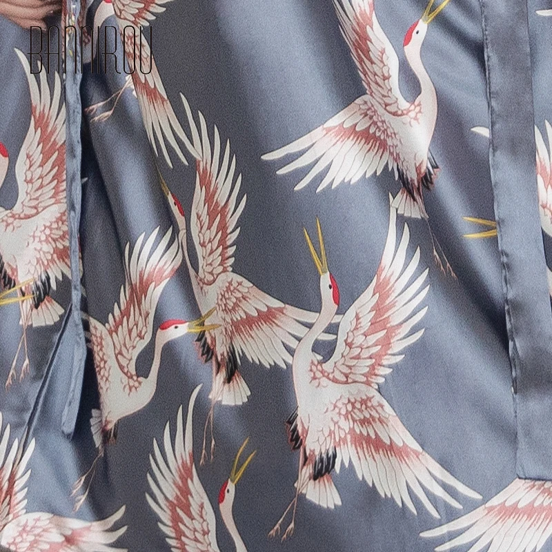 BANNIROU женская ночная рубашка женские комплекты Серебряная Атласная одежда