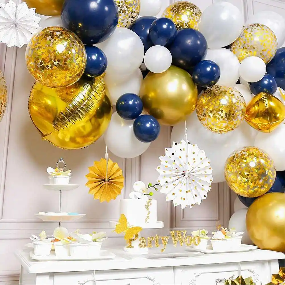 61 шт Синий Золотой конфетти кожа бордовые воздушные шары гирлянды арочный