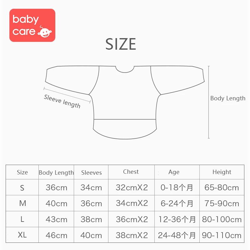 Babycare/милые детские нагрудники водонепроницаемый передник с длинными рукавами