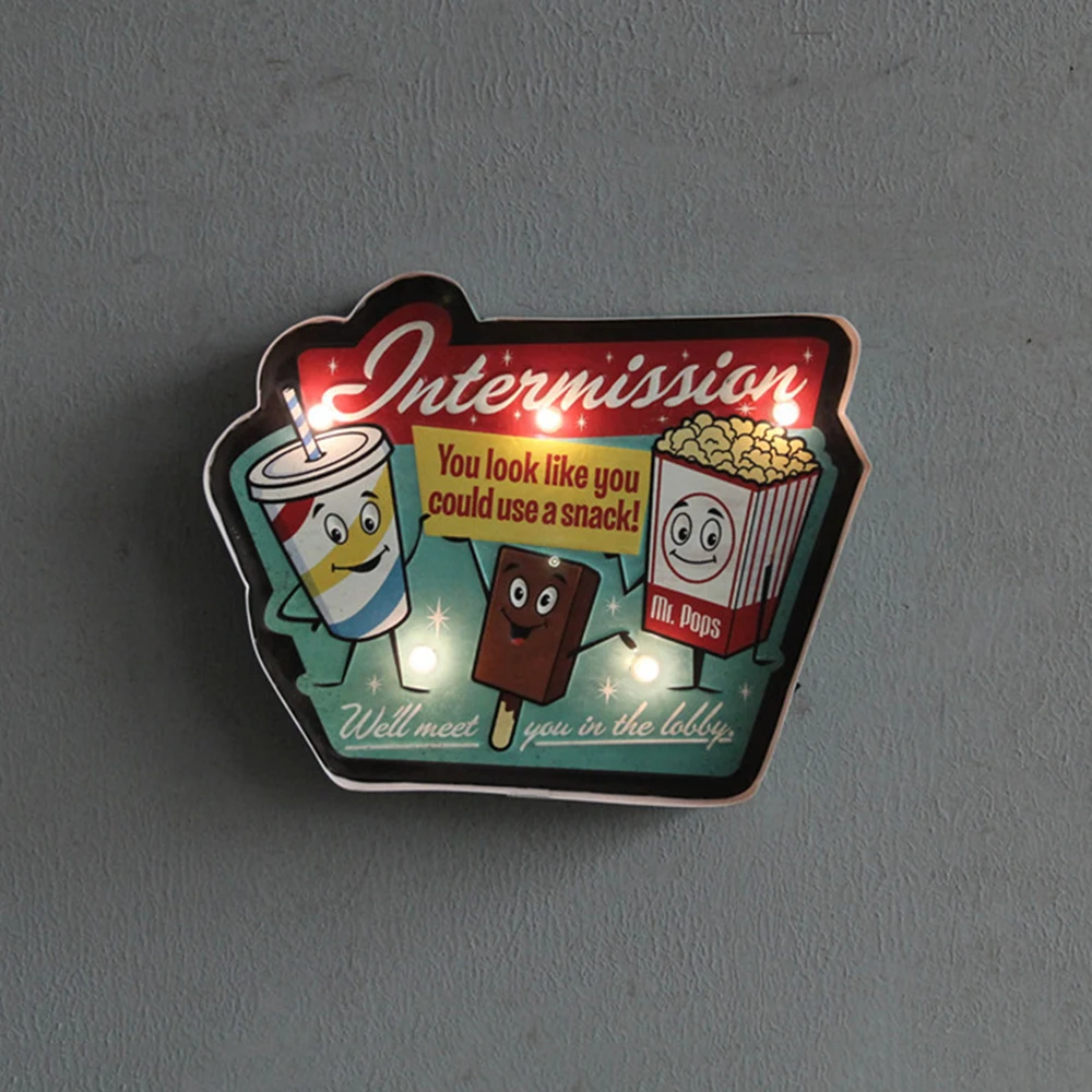 Ретро неоновая вывеска Винтаж попкорн льда крем и кола домашний декор горит Утюг