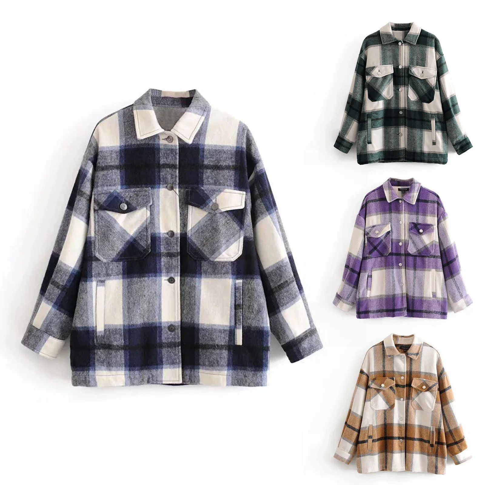 

Women's jacket Korean fashion women's clothes casual clothes long-sleeved pocket coat coat autumn and winter warm woman jacket