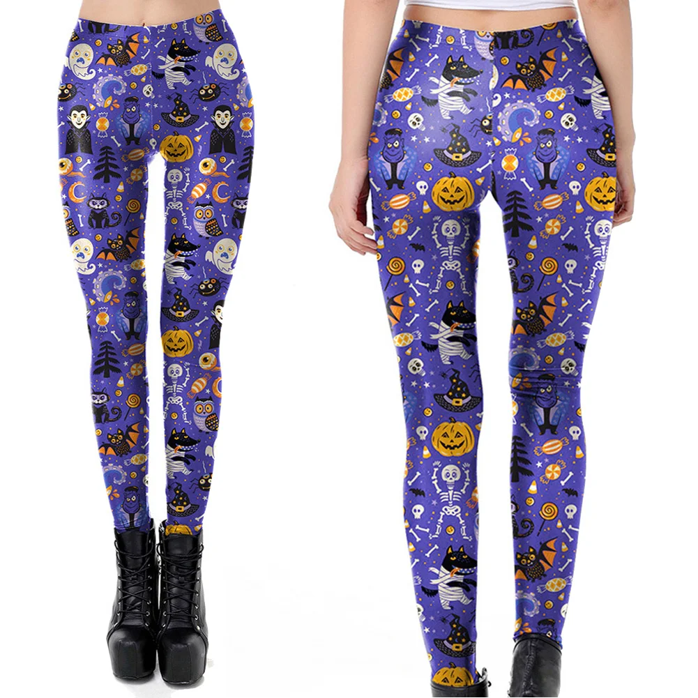 Zexxxy женские модные брюки на Хэллоуин элементы узких брюк леггинсы с эластичной