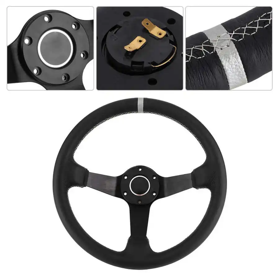 350 мм/14 дюймов для SPARCO Style 6-Bolt Deep Dish черный кожаный гоночный руль с гудком новинка |