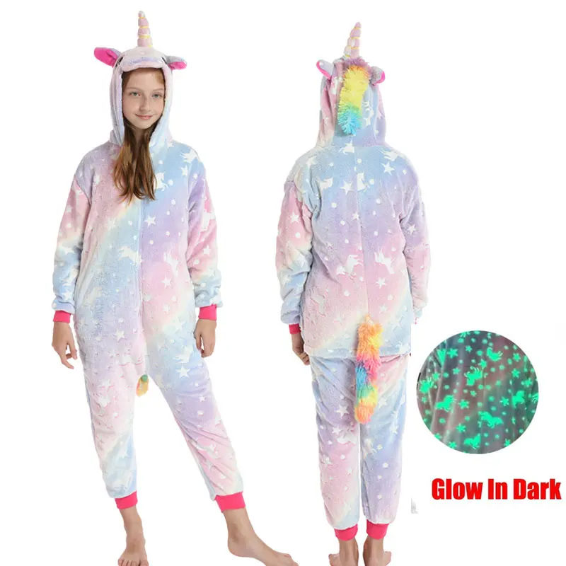 Кигуруми Ститч Onesie Дети Единорог пижамы для детей животных мультфильм одеяло