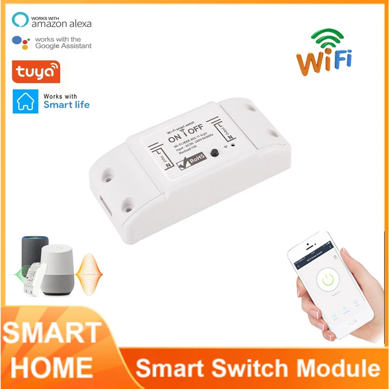 

Tuya WiFi Smart Light Switch Smart Home Wireless Breaker Timer Automation Voice Control Compatible With Alexa Google Home 10A