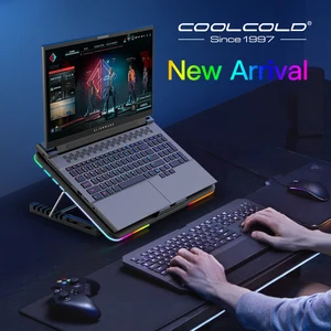 coolcold rgb light base cooler notebook six led fan 10 15 6 inch gaming laptop cooler cooling pad with phone holder free global shipping