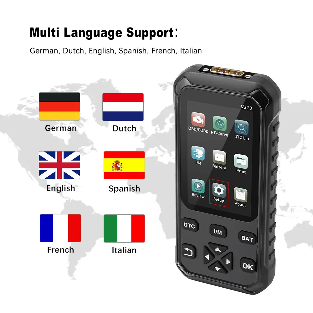 Считыватель кодов V313 сканер для автомобильного аккумулятора 12 В тестер 2 в 1 OBD OBD2