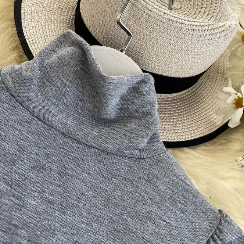 MUMUZI топы дизайн чувство женские пышные рукава блузки Ретро Высокий воротник