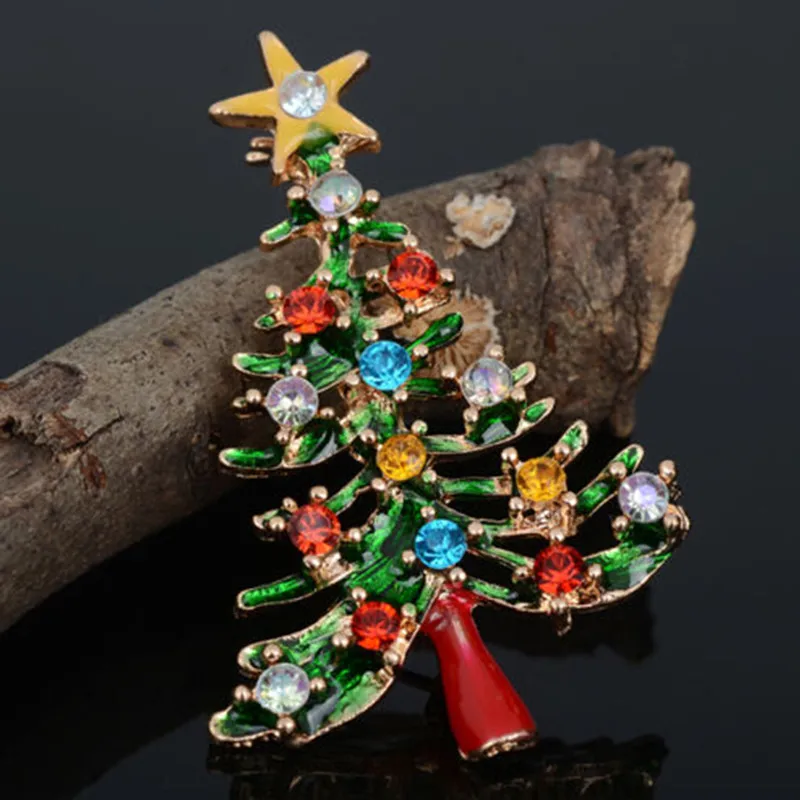 Брошь Стразы в форме рождественской елки для зимнего пальто шапки модные