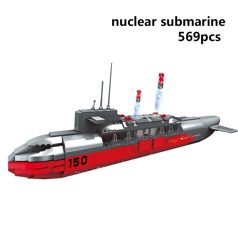 Военные морские подводные лодки, совместимые с военно-морским кораблем, авиационный перевозчик, военный корабль, модель броненосца, строительные блоки, кирпичи, детские игрушки - Цвет: 0150 no box